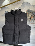 Black NY Logo Quilted Puffer Vest with Oversized Back Graphic