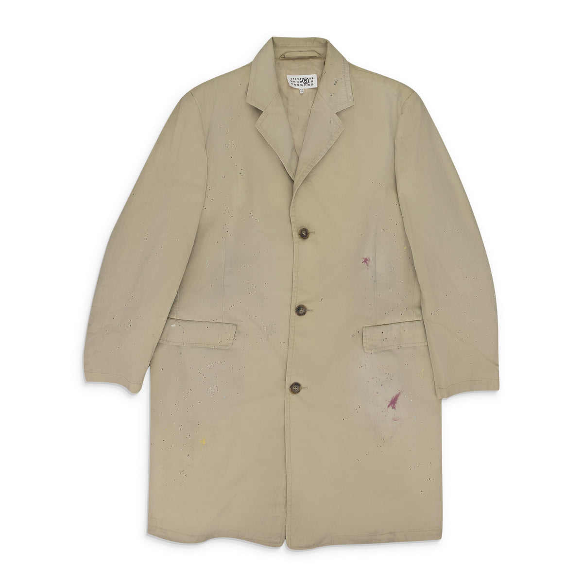 Beige Paint Splatter Trench Coat Beige
