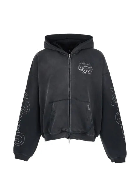 Represent graphic-print studded hoodie