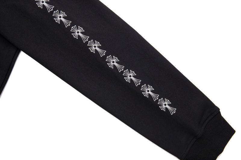 Chrome Hearts Letter Printed Long Cross Flower Arm Zipper Sweatshirt 5007
