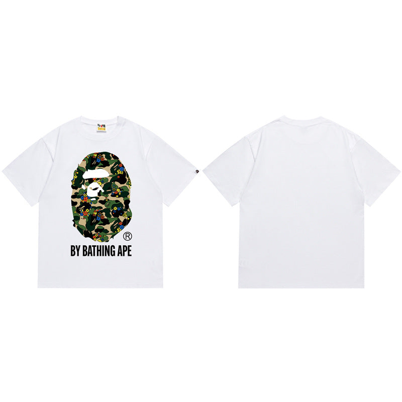Bape Camo Ape‑Head Graphic Oversized Tee Streetwear Unisex