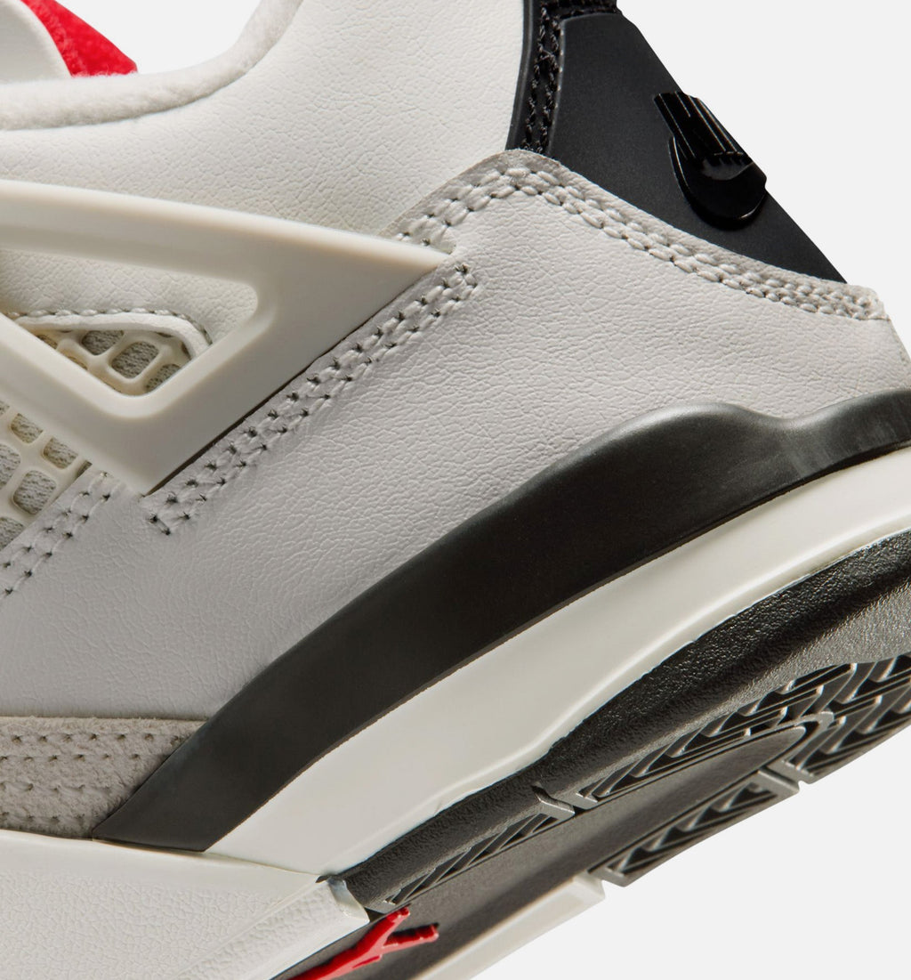 Air Jordan 4 Retro Flight Club Preschool Girls' Sneakers - Sail / Black / University Red