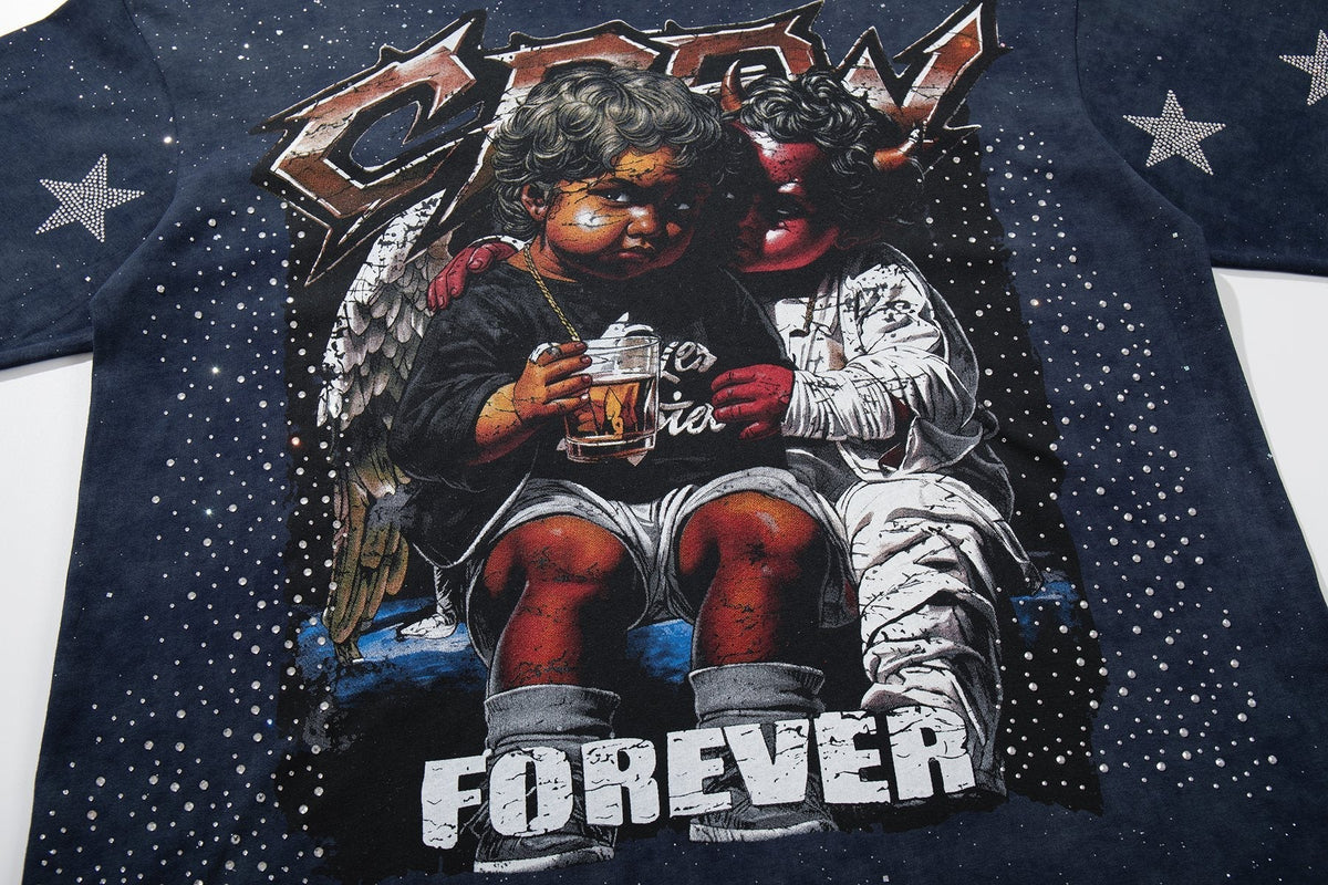 BKYS Revival Distressed Portrait Graphic T-Shirt