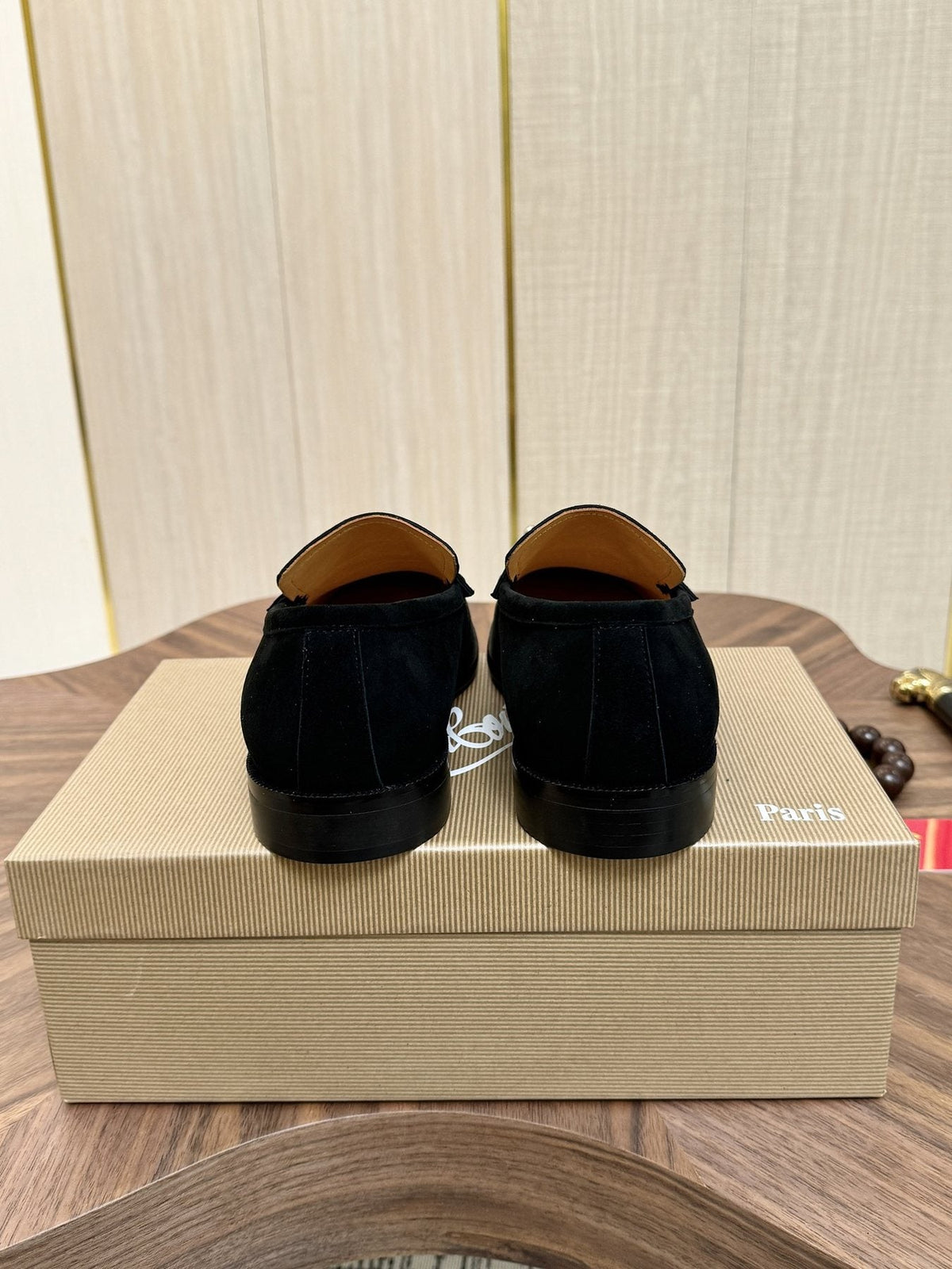 Christian Louboutin Black Metal-Accent Slip-On Loafers