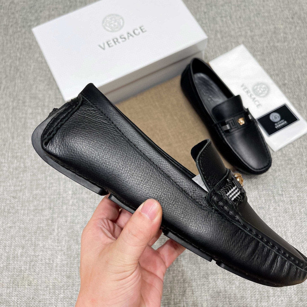 Versace Men's Black Medusa Accent Loafers