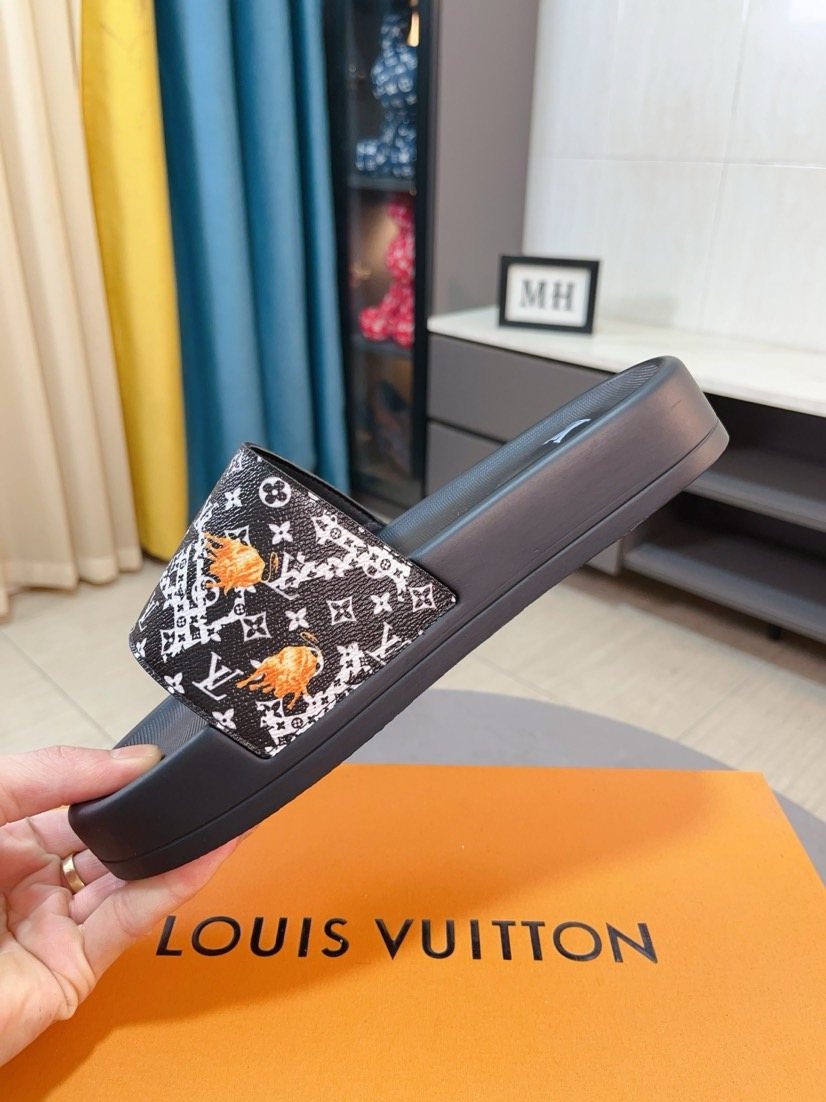 Louis Vuitton Men's Patterned Strap Slide Sandals