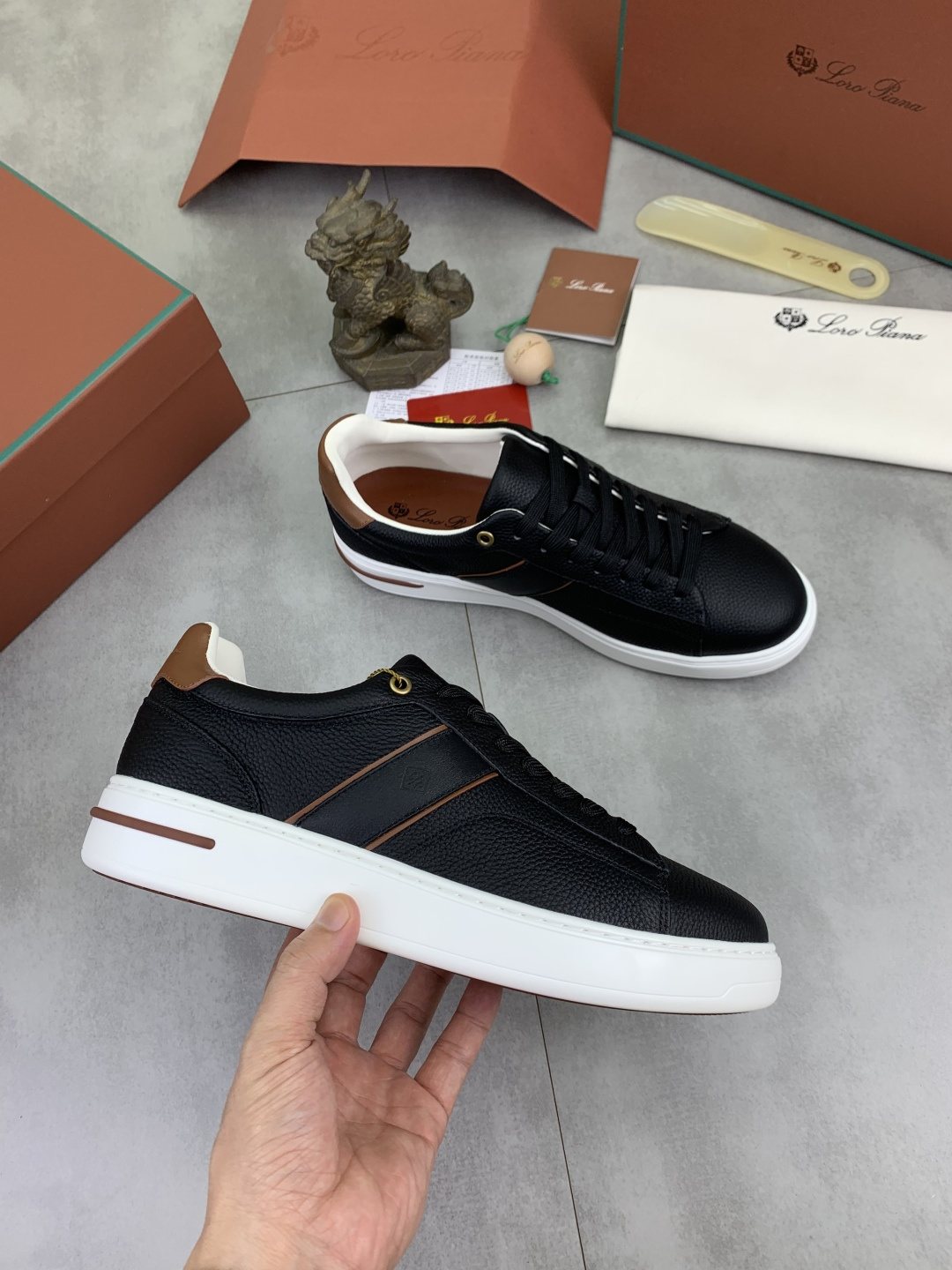 Loro Piana Contrast-Trim Low-Top Sneakers