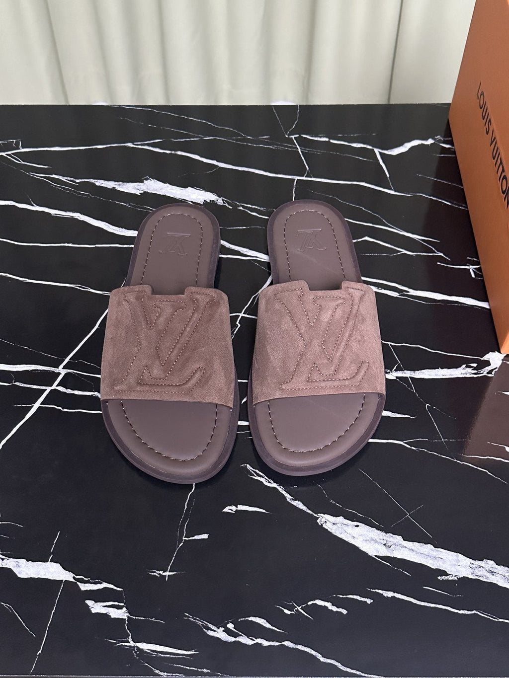 Louis Vuitton Embossed Strap Slide Sandals