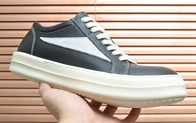 Rick Owens Contrast-Panel Platform Low-Top Sneakers