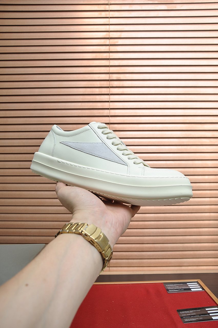 Rick Owens Contrast-Panel Platform Low-Top Sneakers