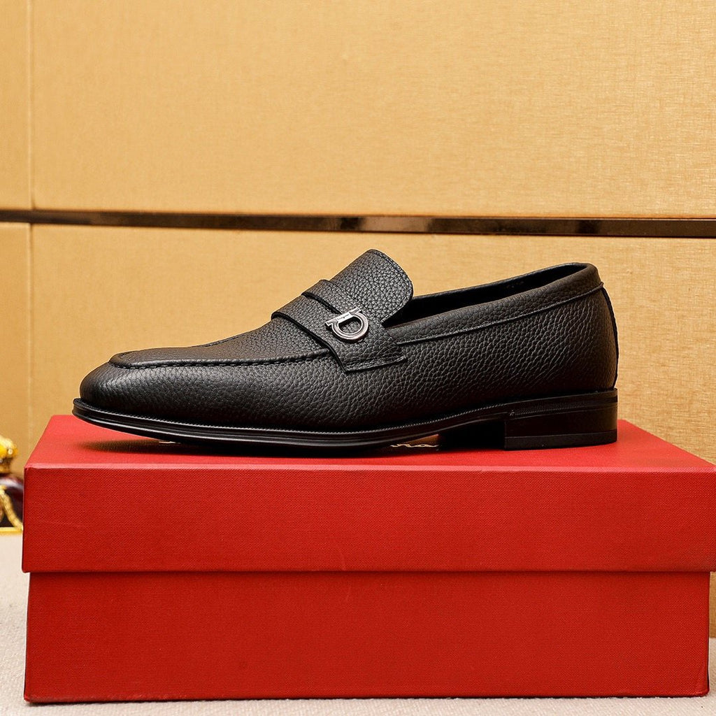 Ferragamo Men's Textured Metal-Accent Loafers