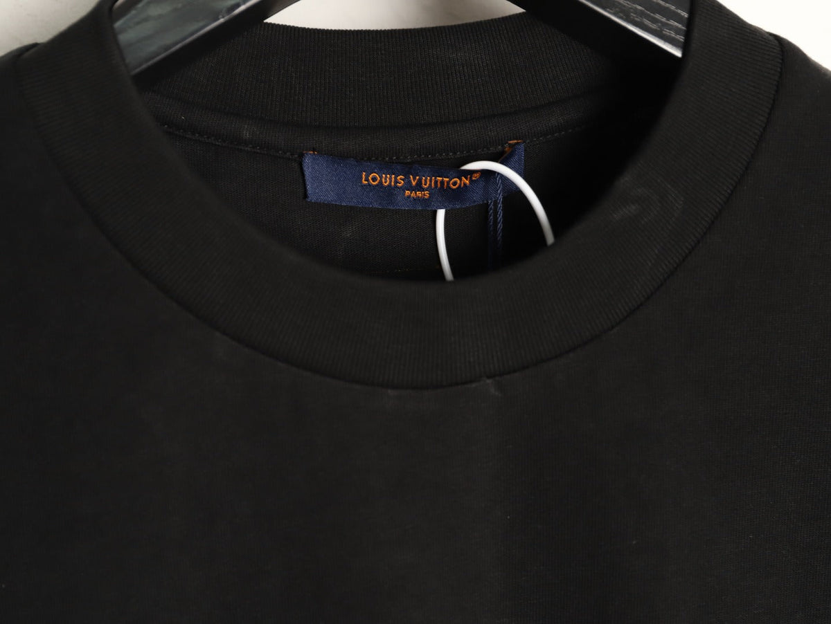 Louis Vuitton Blue-and-White Graffiti Logo T-Shirt - Black