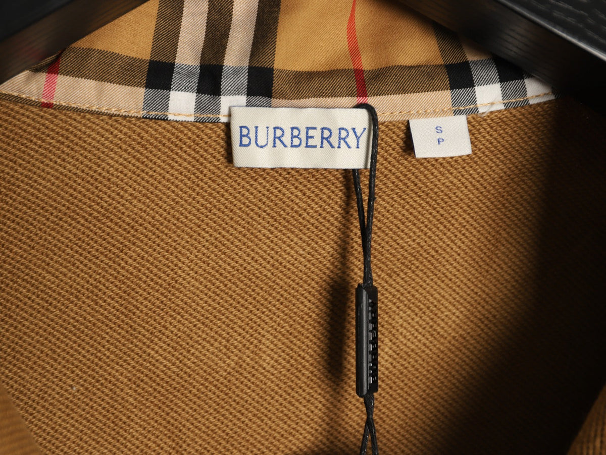 Burberry Equestrian-Detail Collared Half-Zip Sweatshirt - Camel